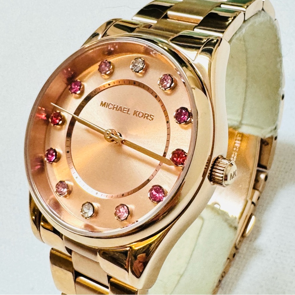 Michael Kors Colette Women's Rose Gold Stainless Bracelet Watch Crystals MK-6604 - Picture 3 of 14